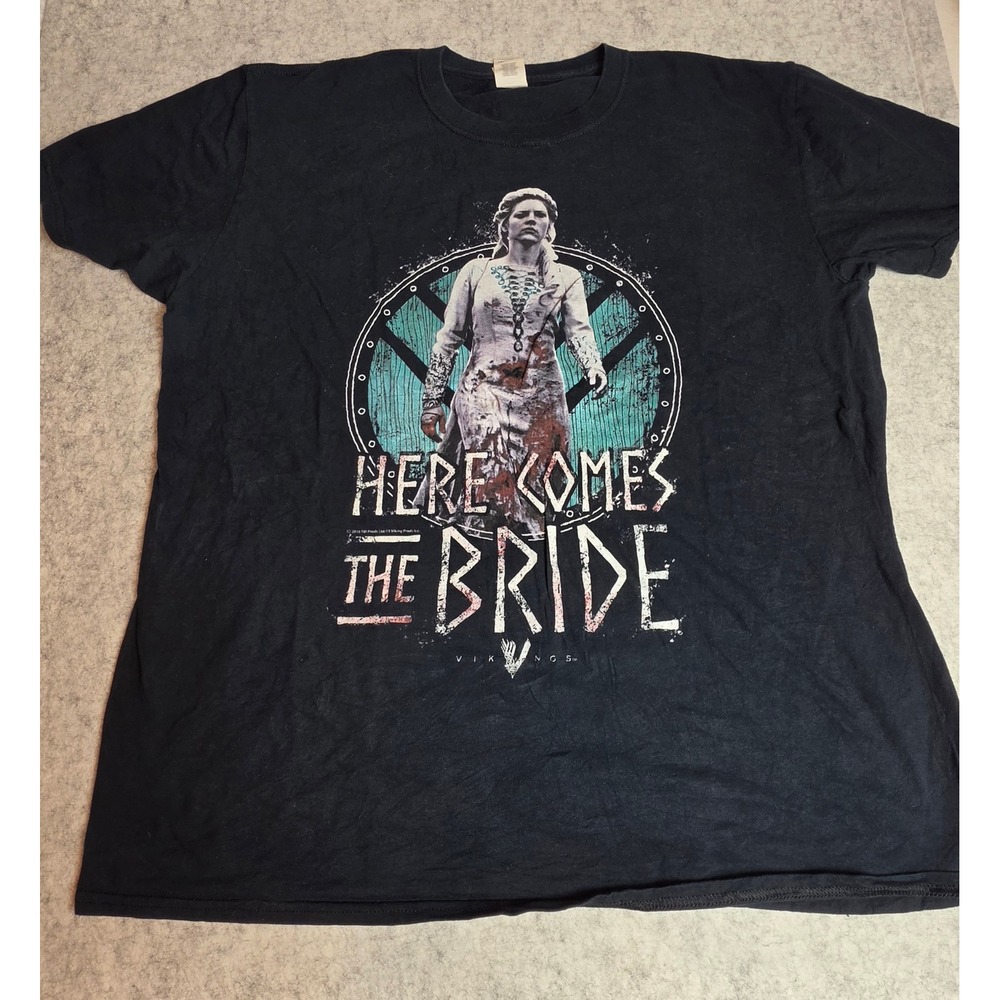 Vikings TV Show Lagertha Here Comes The Bride Graphic T-Shirt Black XL